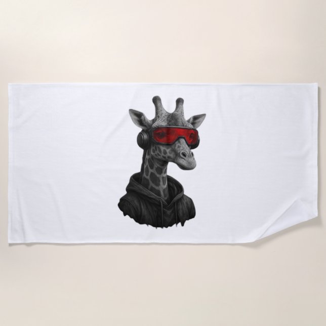 Abstract red and black giraffe Classic T-Shirt Beach Towel (Front)