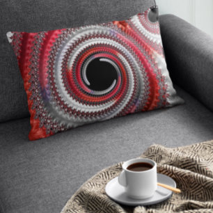 Abstract Red and Black Gradient Spiral Fractal Lumbar Cushion