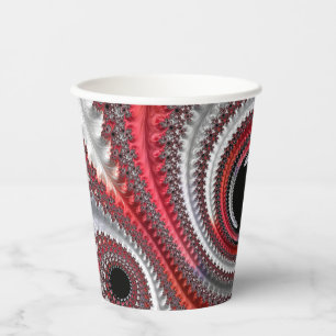 Abstract Red and Black Gradient Spiral Fractal Paper Cups