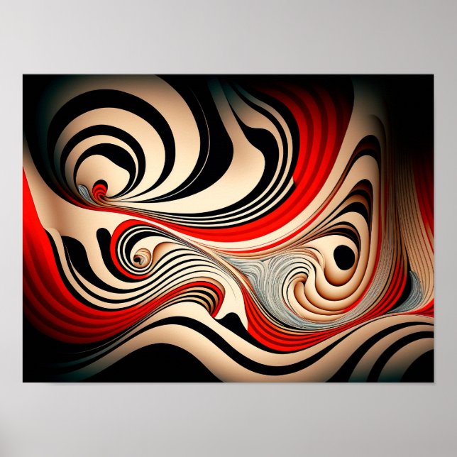 Abstract red and black swirl background. poster (Front)