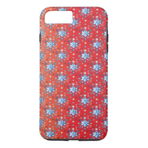 Abstract red and blue Christmas snowflakes Case-Mate iPhone Case