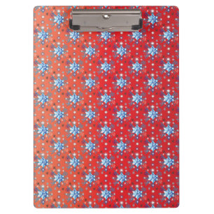 Abstract red and blue Christmas snowflakes Clipboard