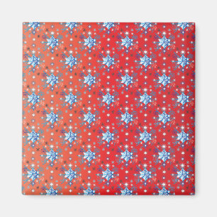 Abstract red and blue Christmas snowflakes Magnet