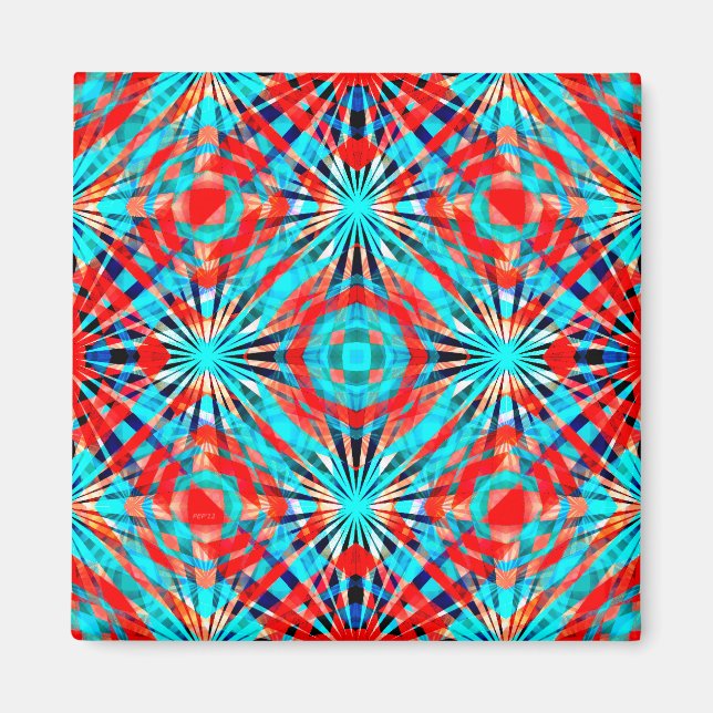 Abstract Red And Blue Pattern Magnet (Front)