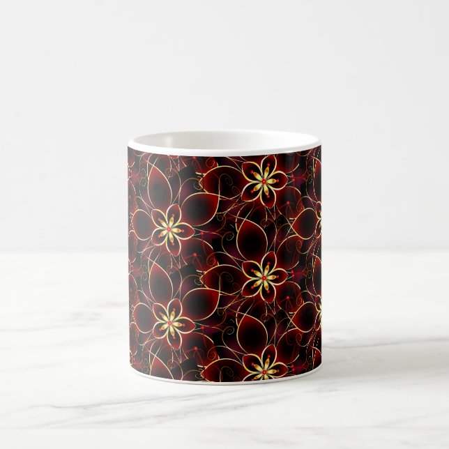 Abstract Red and Gold Floral Coffee Mug (Center)