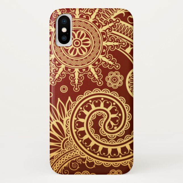 Abstract Red and Gold Floral Pattern Case-Mate iPhone Case (Back)