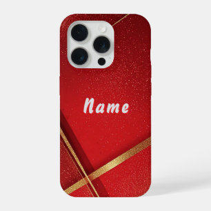 Abstract Red and Gold Geometric Design iPhone 15 Pro Case