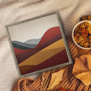 Abstract Red and Gold Mountain Landscape Art Photo Print