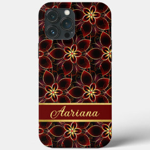 Abstract Red And Gold Seamless Pattern Floral iPhone 13 Pro Max Case