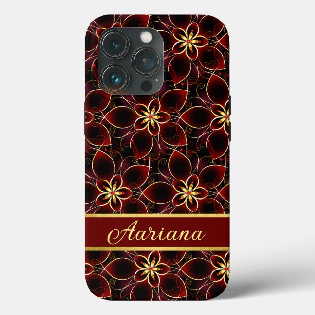Abstract Red And Gold Seamless Pattern Floral Case-Mate iPhone Case (Back)
