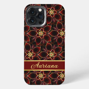 Abstract Red And Gold Seamless Pattern Floral iPhone 13 Pro Max Case