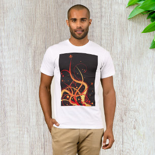 Abstract Red and Gold Swirl Floral T-Shirt