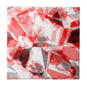 Abstract Red and Grey Geometric Pattern Tile