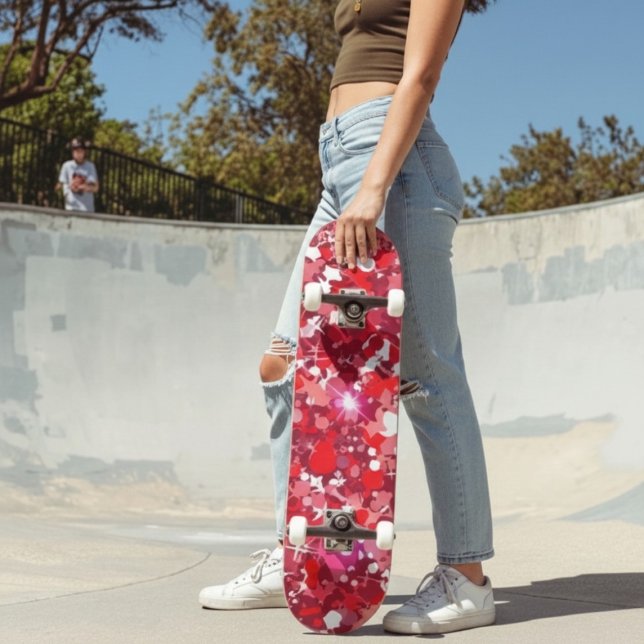 Abstract Red and Pink Geometric Graphic Skateboard (Creator Uploaded)