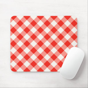 Abstract red and white buffalo mouse pad