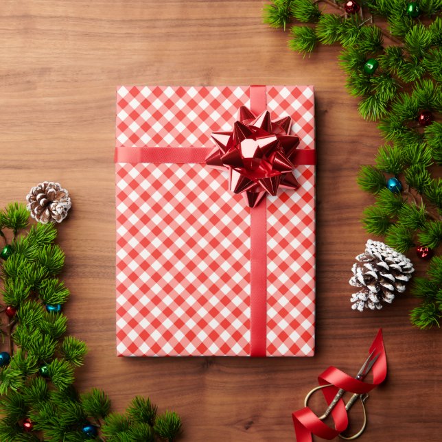 Abstract red and white buffalo wrapping paper (Holiday Gift)