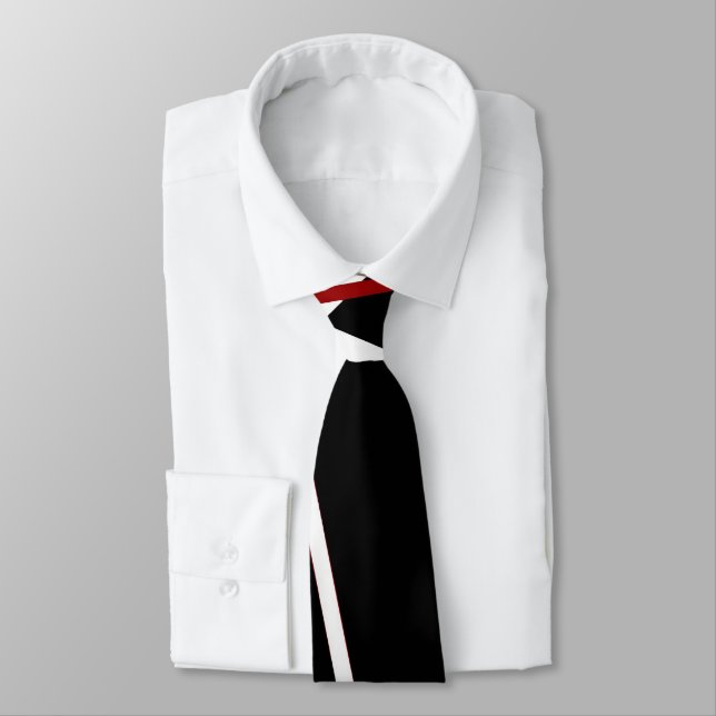 Abstract Red and White Lines On Black Background P Tie (Tied)