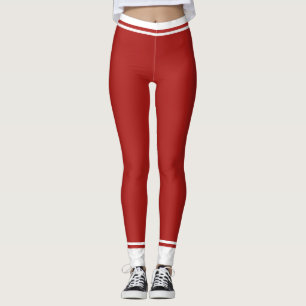Abstract Red and White Striped Leggings