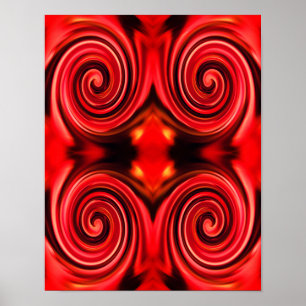 Abstract Red And Yellow Swirls Colors   Poster