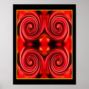 Abstract Red And Yellow Swirls Colors Poster