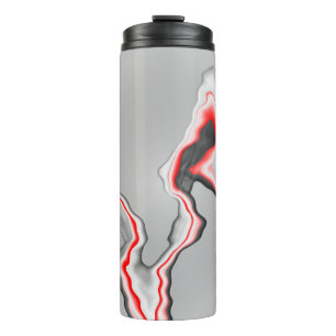 Abstract red black and white wave, zigzag pattern, thermal tumbler