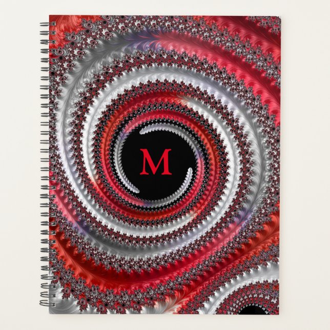 Abstract Red Black Gradient Spiral Fractal Planner (Front)