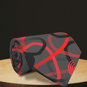 Abstract Red Black Grey Brushstrokes Tie