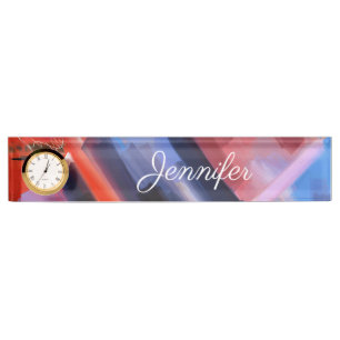 Abstract Red Black Pink Blue Name personalised Nameplate