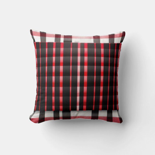 Abstract Red Black Plaid Modern Collection Cushion (Front)