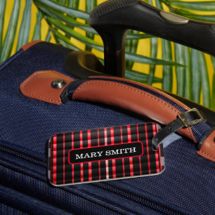 Abstract Red Black Plaid Modern Collection Luggage Tag