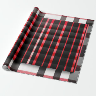 Abstract Red Black Plaid Modern Collection Wrapping Paper