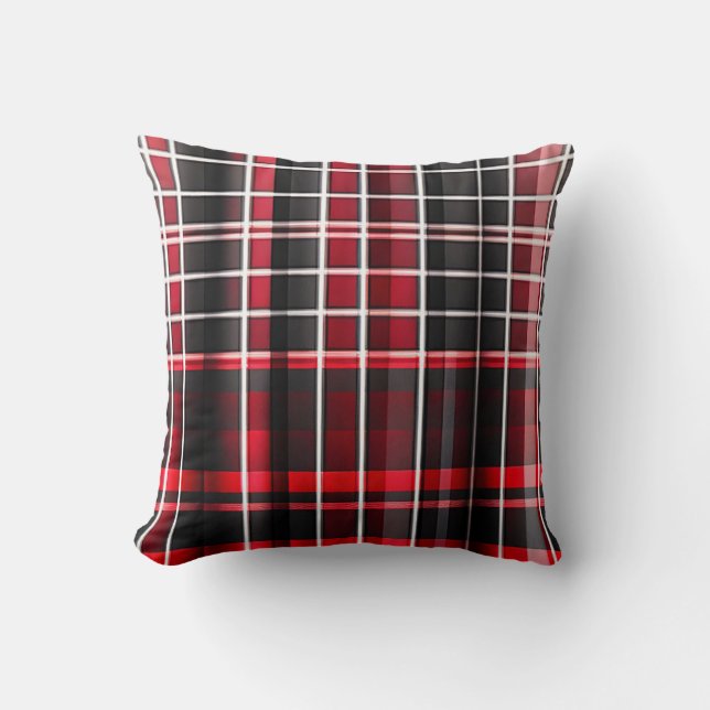 Abstract Red Black Plaid Popular Collection Cushion (Front)