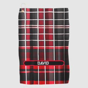 Abstract Red Black Plaid Popular Collection Golf Towel