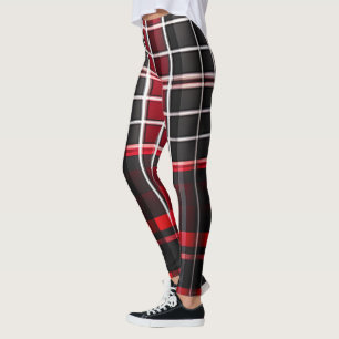 Abstract Red Black Plaid Popular Collection Leggings