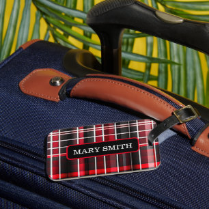 Abstract Red Black Plaid Popular Collection Luggage Tag