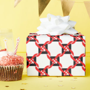 Abstract Red, Black White Graphic  Wrapping Paper