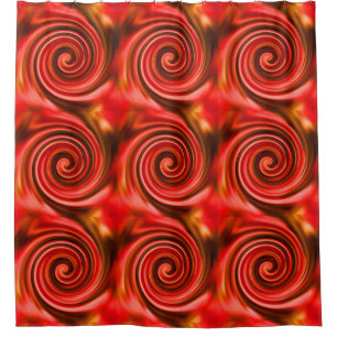 Abstract Red Black Yellow Swirls  Shower Curtain