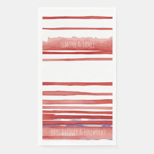Abstract Red & Blue Washes, 4th of July Napkin (Front)