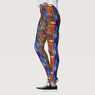 Abstract Red Blue Yellow And Green Pattern Leggings