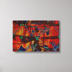 Abstract Red Brown Green Grunge Urban Street Art Canvas Print