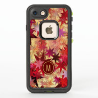 Abstract Red Burgundy Yellow Stars Monogram