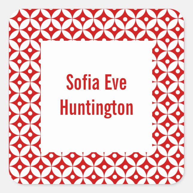 Abstract Red Circle Book Label / Gift Tag Sticker (Front)