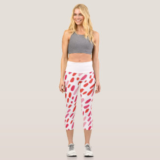 🔴 Abstract Red Elegant Pattern🎨 Capri Leggings