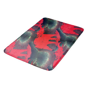 Abstract red elephant drawing, very rustic effect bath mat