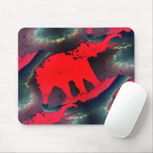Abstract red elephant drawing, very rustic effect  mouse pad