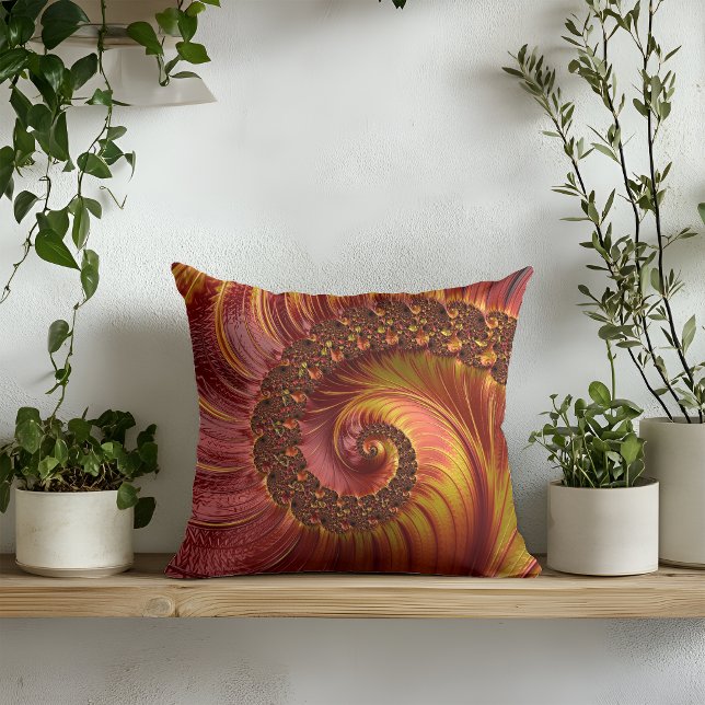 Abstract Red Fiery Spiral Fractal  Cushion (Creator Uploaded)
