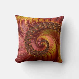 Abstract Red Fiery Spiral Fractal Cushion