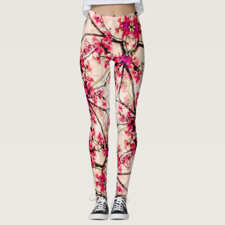 Abstract Red Floral Seamless Pattern Leggings