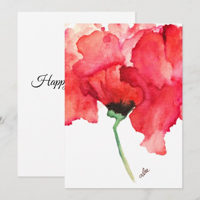 Abstract Red Flower Greeting Card (Front/Back)