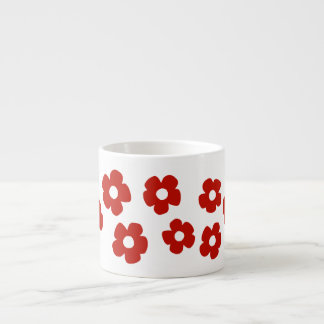 Abstract Red Flower Pattern Espresso Mug